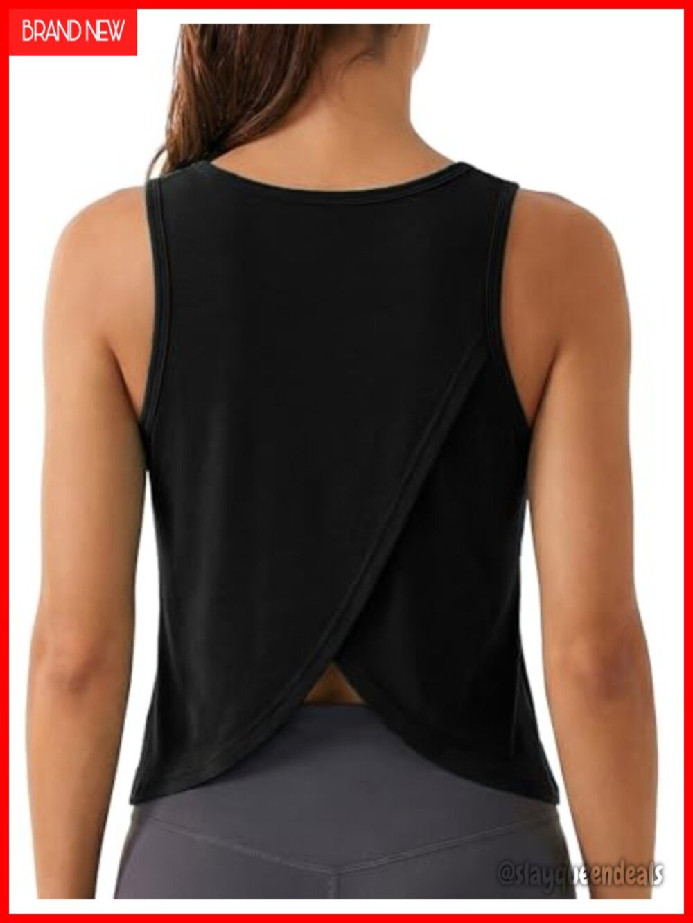 Women's Cropped Open Back Tank Top V Neck Sleeveless Athletic Workout
